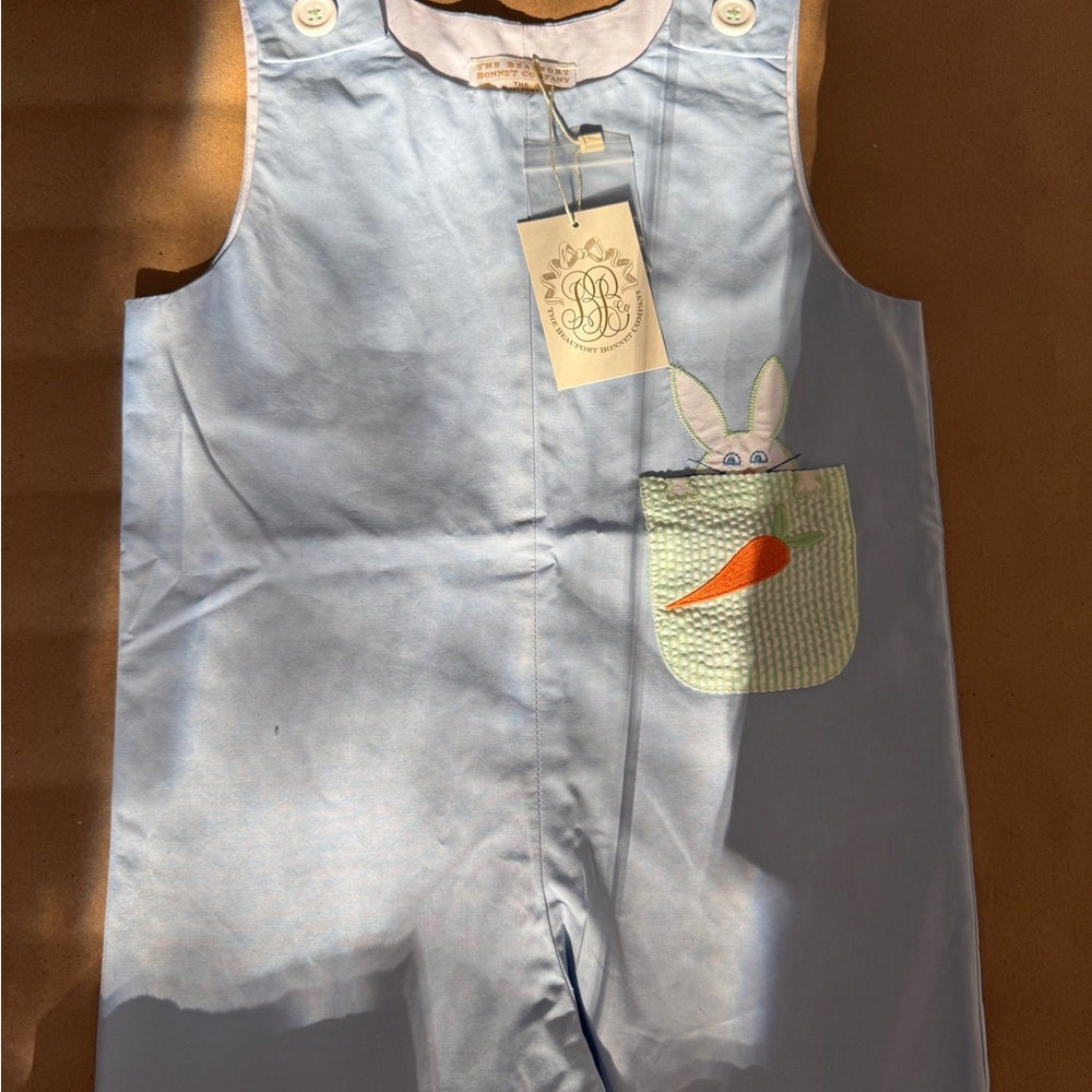 The Beaufort Bonnet Company Light Blue Bunny Pocket One-Piece